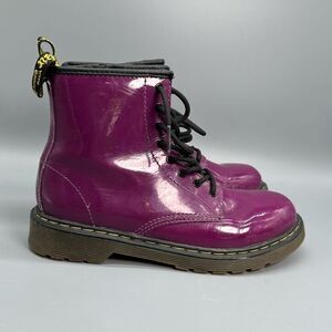Dr. Martens 1460 Delaney Women's 5 Purple Boots Patent Leather Lace Up Side Zip